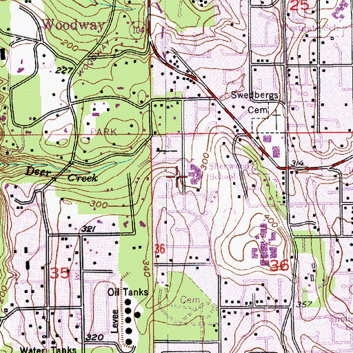 Topographic Map of Sherwood Elementary School, WA