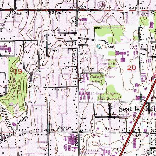 Topographic Map of College Place Elementary School, WA