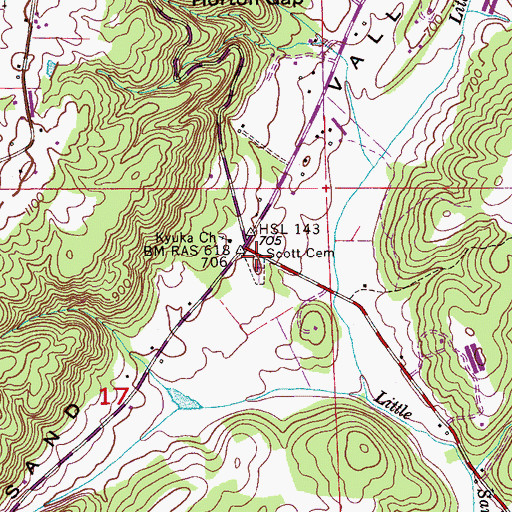 Topographic Map of Scott Cemetery, AL