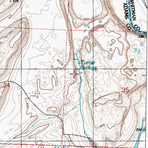 Topographic Map of Turner Springs, WA