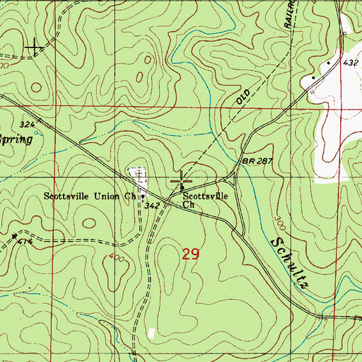 Topographic Map of Scottsville Baptist Church, AL