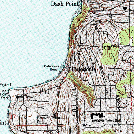 Topographic Map of Caledonia, WA