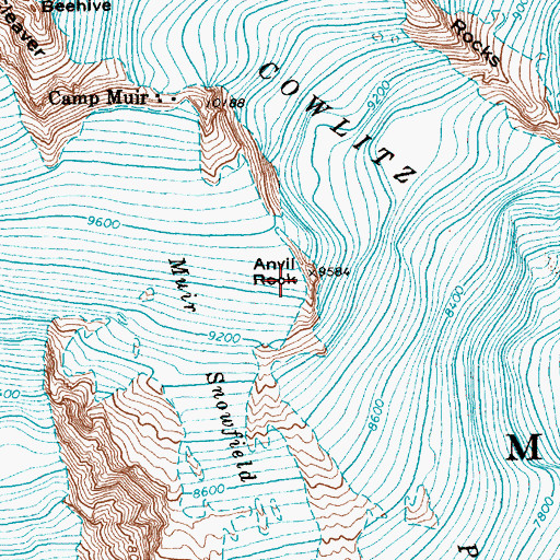 Topographic Map of Anvil Rock, WA