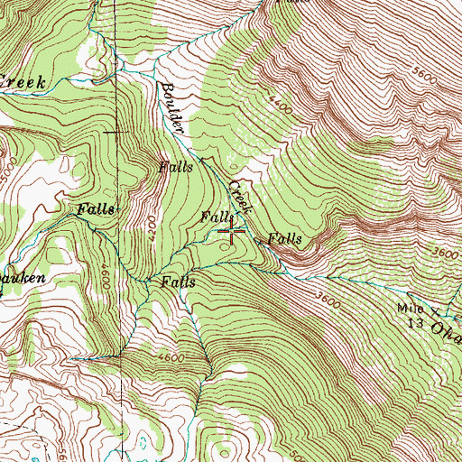 Topographic Map of Boulder Creek, WA