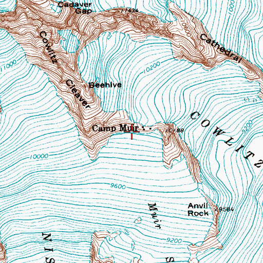 Topographic Map of Camp Muir, WA