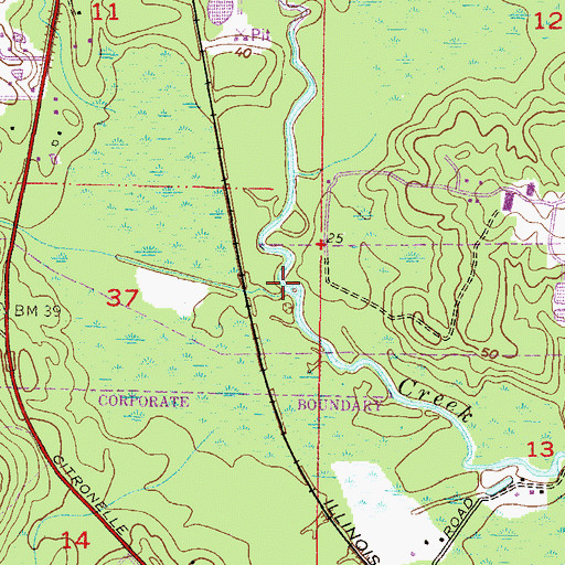 Topographic Map of Seabury Creek, AL