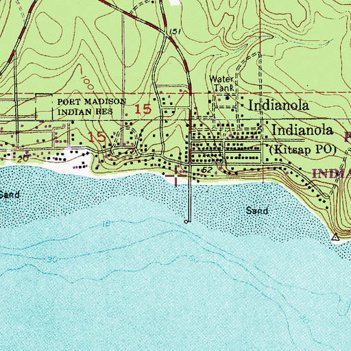 Topographic Map of Indianola, WA
