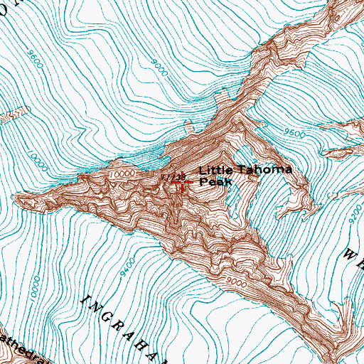 Topographic Map of Little Tahoma Peak, WA