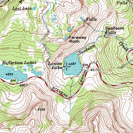 Topographic Map of Louise Lake, WA