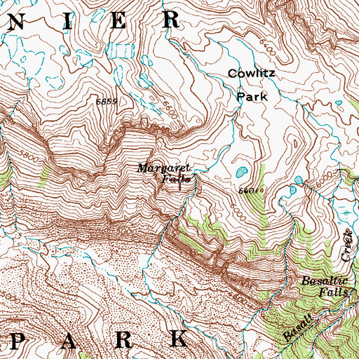 Topographic Map of Margaret Falls, WA
