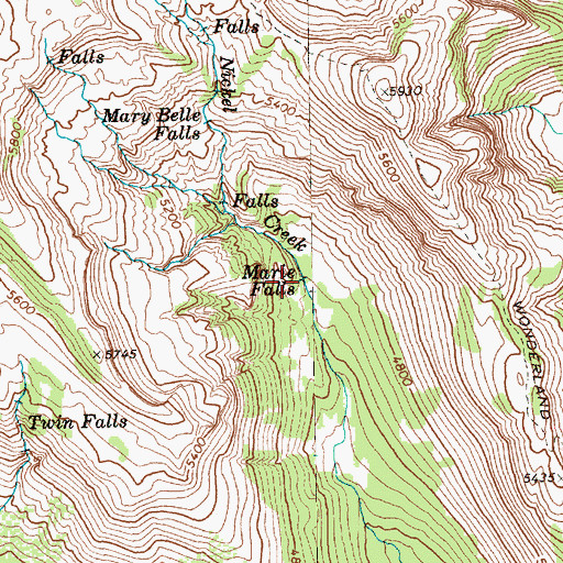 Topographic Map of Marie Falls, WA