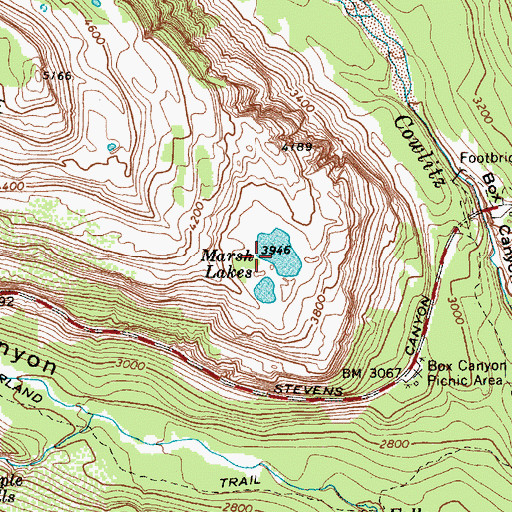 Topographic Map of Marsh Lakes, WA