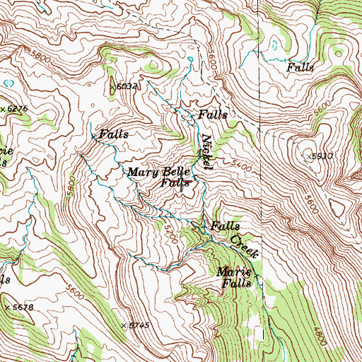Topographic Map of Mary Belle Falls, WA