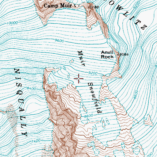 Topographic Map of Muir Snowfield, WA