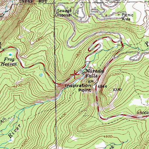 Topographic Map of Narada Falls, WA