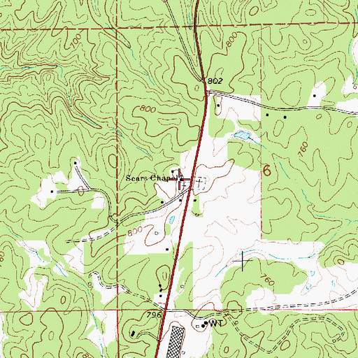 Topographic Map of Sears Chapel Methodist Church, AL