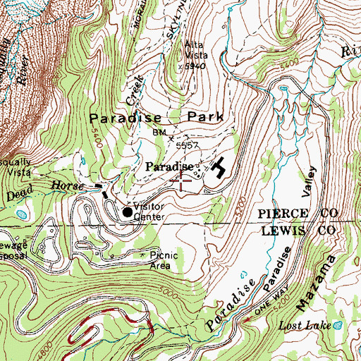 Topographic Map of Paradise, WA