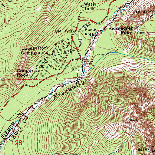 Topographic Map of Paradise River, WA