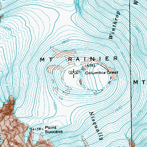 Topographic Map of Mount Rainier, WA