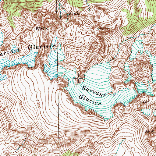 Topographic Map of Sarvant Glaciers, WA