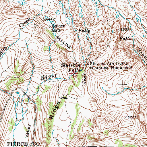 Topographic Map of Sluiskin Falls, WA