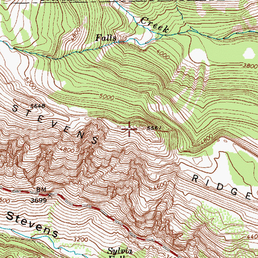 Topographic Map of Stevens Ridge, WA
