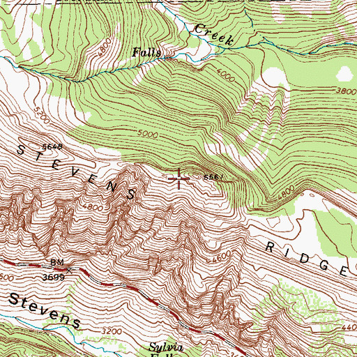 Topographic Map of Stevens Ridge, WA