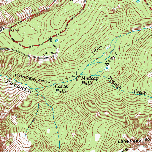 Topographic Map of Tatoosh Creek, WA