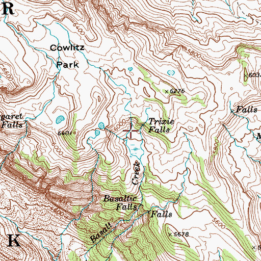 Topographic Map of Trixie Falls, WA