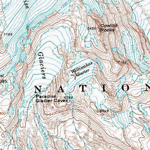 Topographic Map of Williwakas Glacier, WA