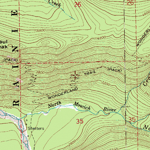 Topographic Map of Wonderland Trail, WA