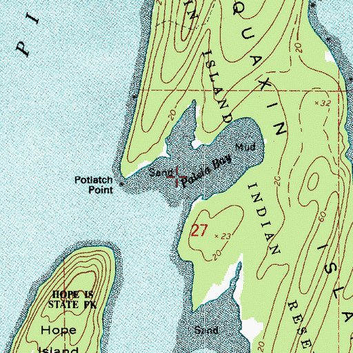 Topographic Map of Palela Bay, WA