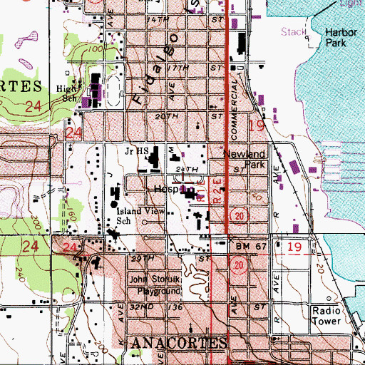 Topographic Map of The Island Hospital Heliport, WA