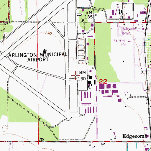 Topographic Map of Arlington Municipal Airport, WA