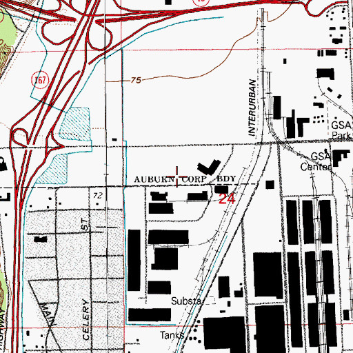 Topographic Map of Boeing-Auburn Complex Heliport, WA