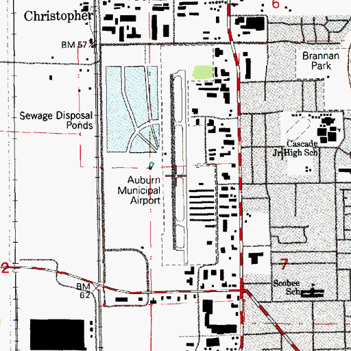 Topographic Map of Auburn Municipal Airport, WA