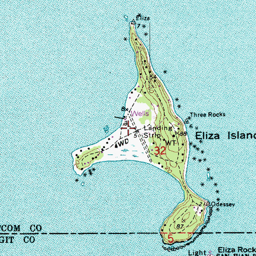 Topographic Map of Eliza Island Airport, WA