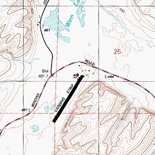 Topographic Map of Honn Farm Airport, WA