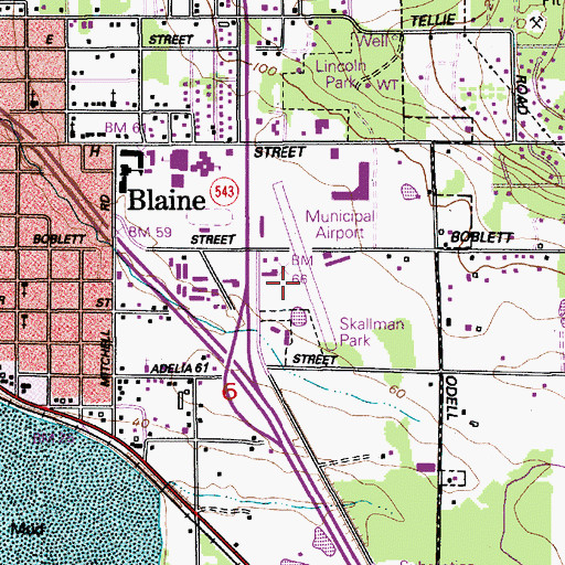 Topographic Map of Blaine Municipal Airport (historical), WA