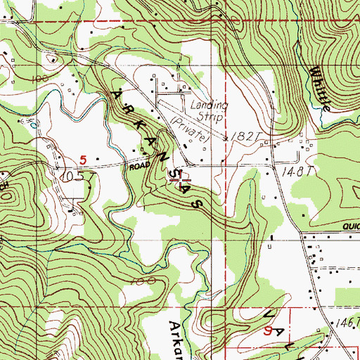 Topographic Map of Cougar Flat Airstrip (historical), WA