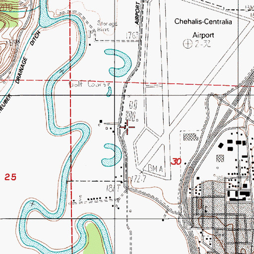 Topographic Map of Chehalis-Centralia Airport, WA