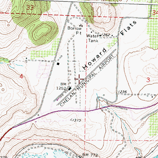 Topographic Map of Lake Chelan Airport, WA
