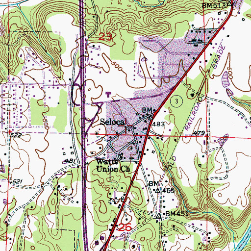 Topographic Map of Seloca, AL