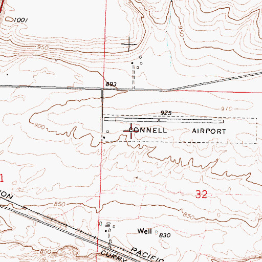 Topographic Map of Connell City Airport, WA