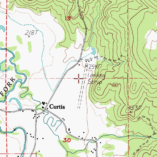 Topographic Map of Curtis Airport, WA