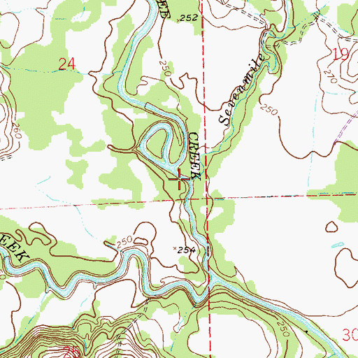 Topographic Map of Sevenmile Creek, AL