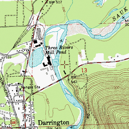 Topographic Map of Hiline Heliport, WA