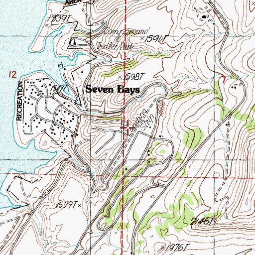 Topographic Map of 7 Bays Airport, WA
