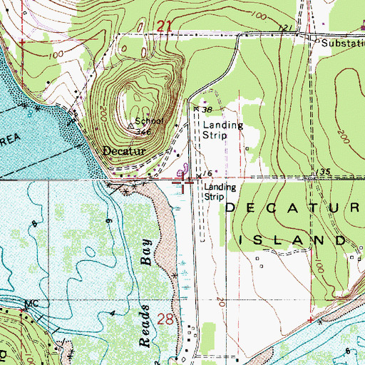 Topographic Map of Decatur Shores Airport, WA