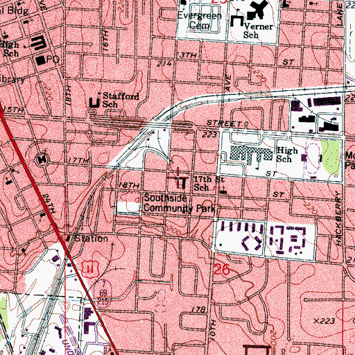 Topographic Map of Parkview Elementary School (historical), AL